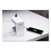 Essential SurgeArrest Surge Protector, Bridge Design, 6 AC Outlets/4 USB Ports, 6 ft Cord, 1,080 J, White