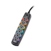 SmartSockets Color-Coded Strip Surge Protector, 6 AC Outlets, 6 ft Cord, 670 J, Black