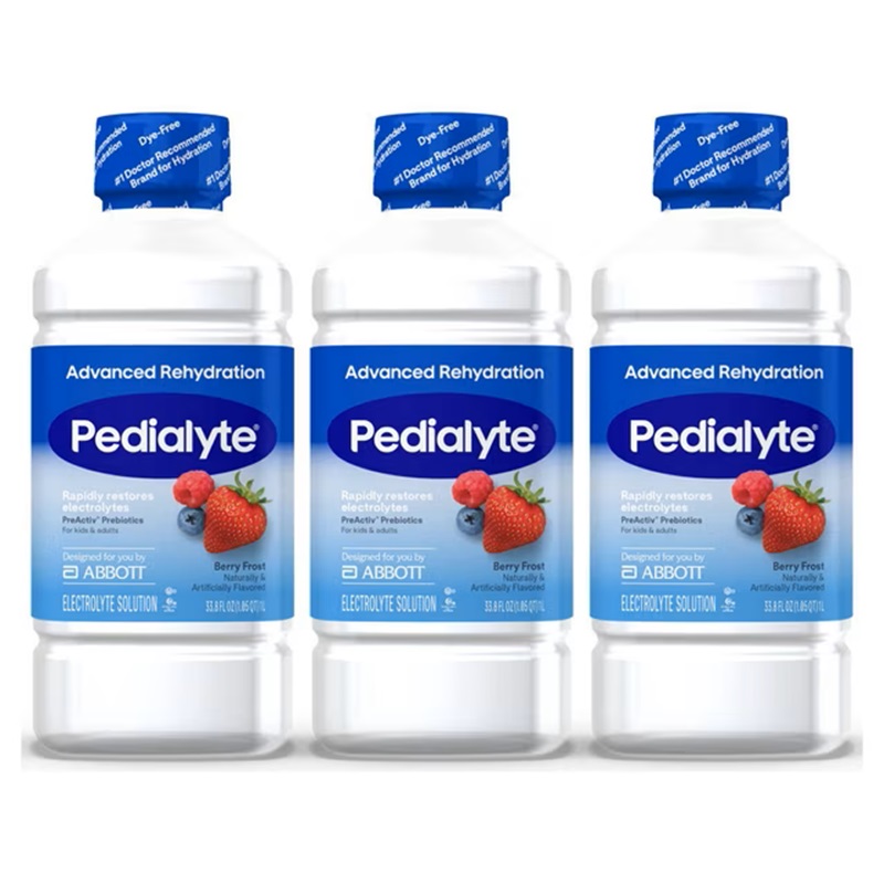 Pedialyte Electrolyte Solution Berry Frost, 33.8 fl. oz., 3 pk.