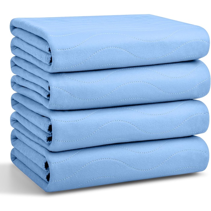 Washable Underpads, 34" x 36" Blue (Pack of 4)
